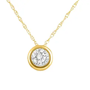 1/2Ct Diamond Bezel Pendant Solitaire Necklace 14k Yellow Gold Lab Grown