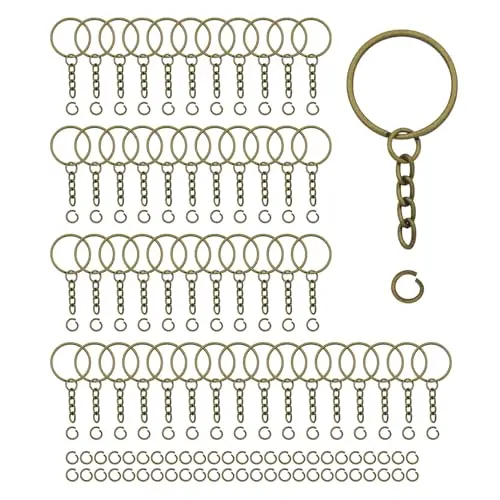 50Sets Bronze 1 inch keychain rings with