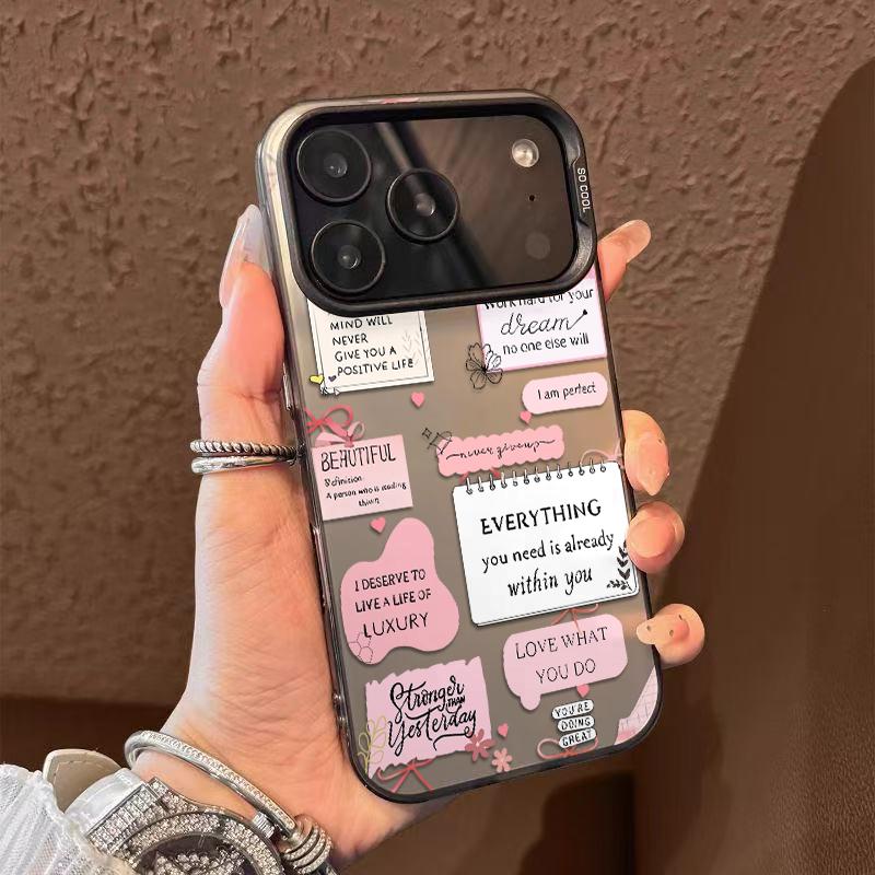 Pink Style Growth Quotes Phone Case Durable Hard Acrylic Back Case With An Anti-Yellowing Coating, Made From High-Quality Designed For Reliable Drop Protection For Your Phone For iPhone 17.16.15.14.13.12.11.X.XS.XSMAX.XR.8.7