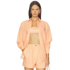 Lacoste Oversized Fit Toile Shirt in Miami & Blossom