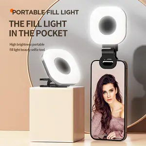 Rechargeable LED Selfie Light Clip - 360° Rotatable Phone Video Light - 3 Light Modes for TikTok & Makeup - Pocket Fill Light for iPhone Android Laptop - Content Creator Essential