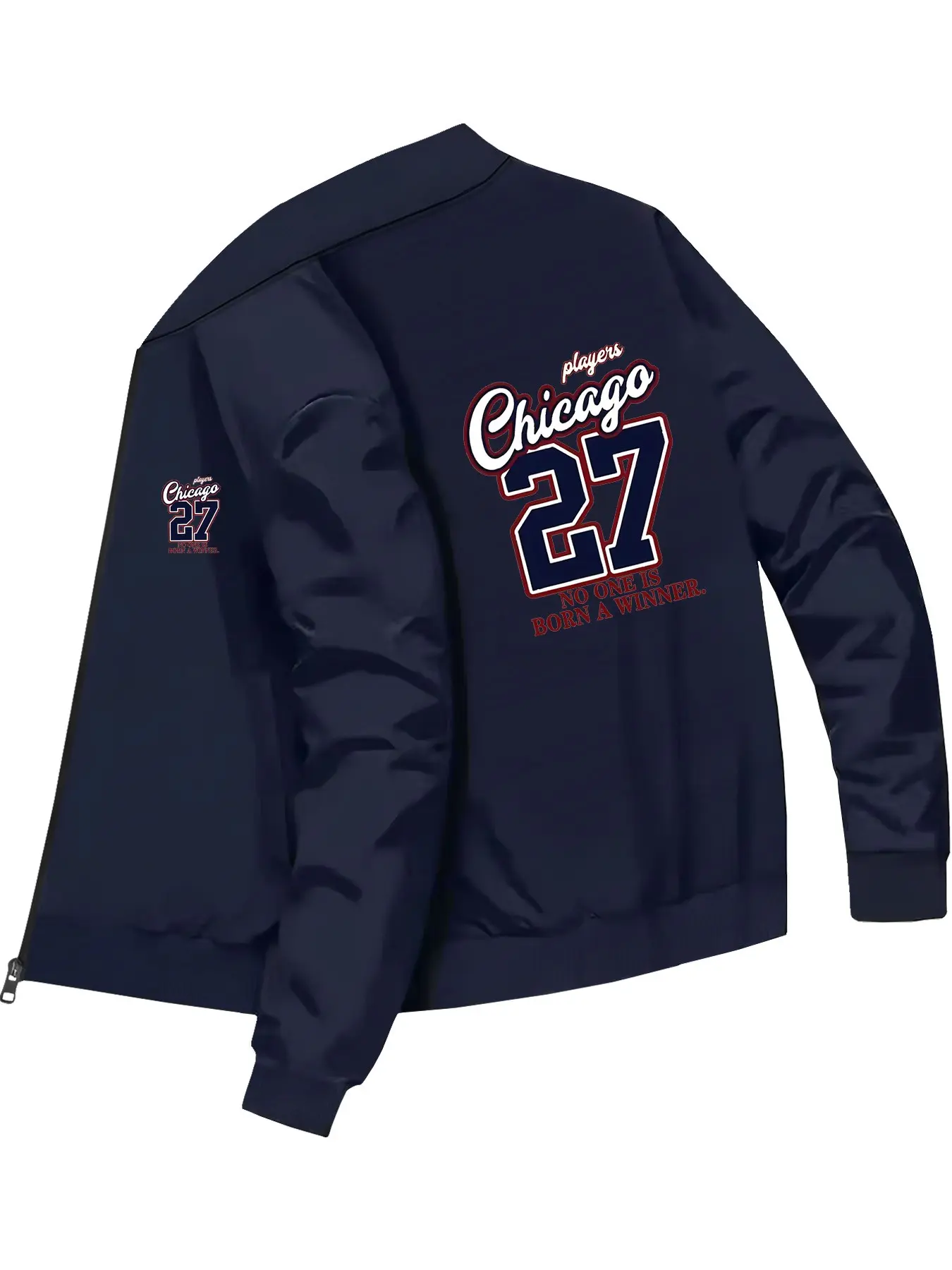Fashion Trendy Men's Chicago 27 Number Letter Printed Baseball Jacket for Daily Casual Street Style Wear