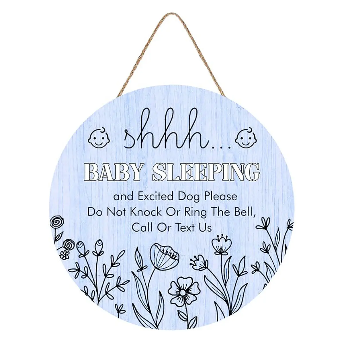 Shhh Baby Sleeping Sign Room Wooden Hanger Wall Hanging Plaque Do Not Disturb Wood Sign for Kids Boys Girls Newborn Baby Door Sign Home Decorations 12 x 12 Inch