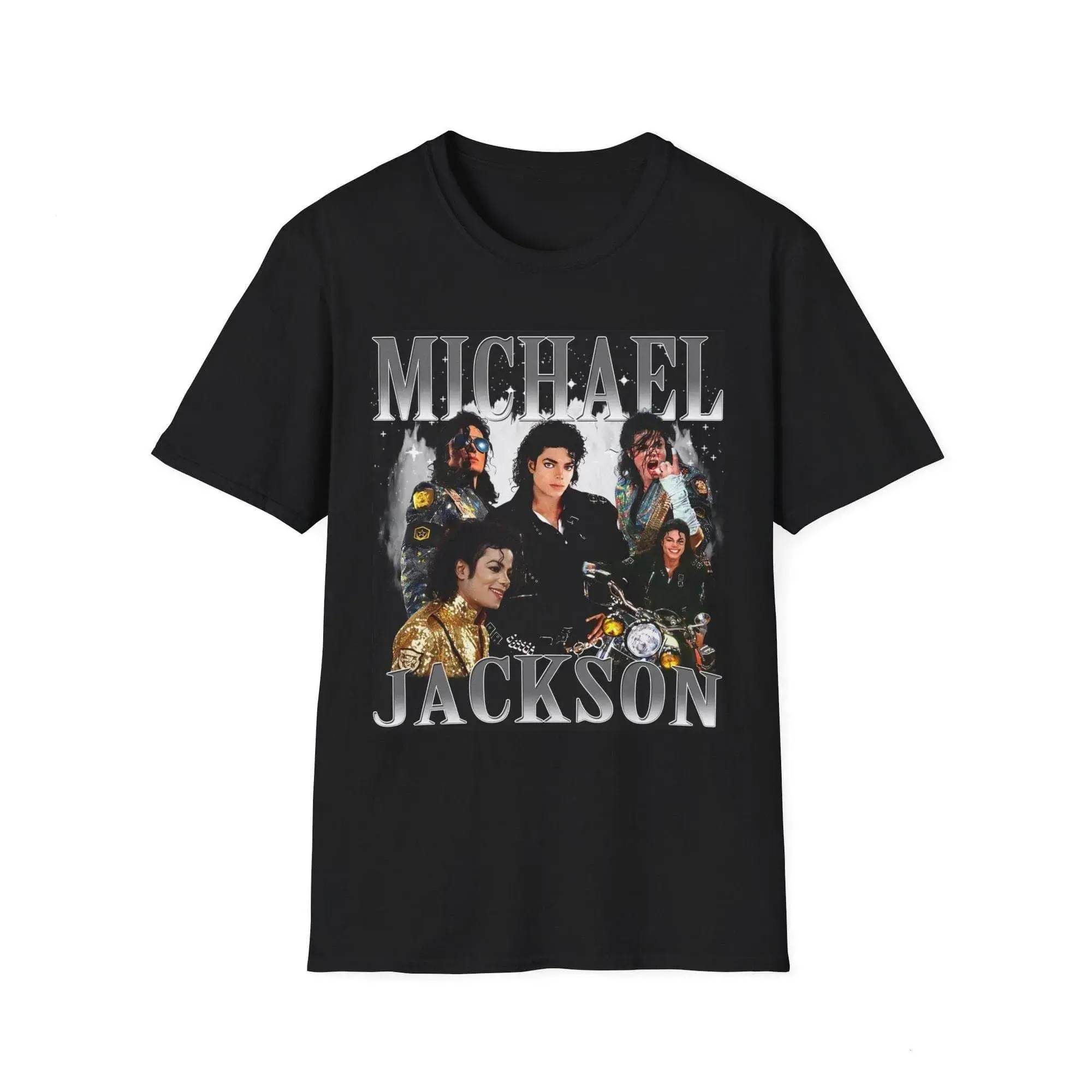 Men's Michael Jackson Legendary King Of Pop Crew Neck Cotton Graphic T-Shirt - Retro Music Themed Streetwear, Digital Print, Fade Resistant, Casual Menswear, Double-Sided Top