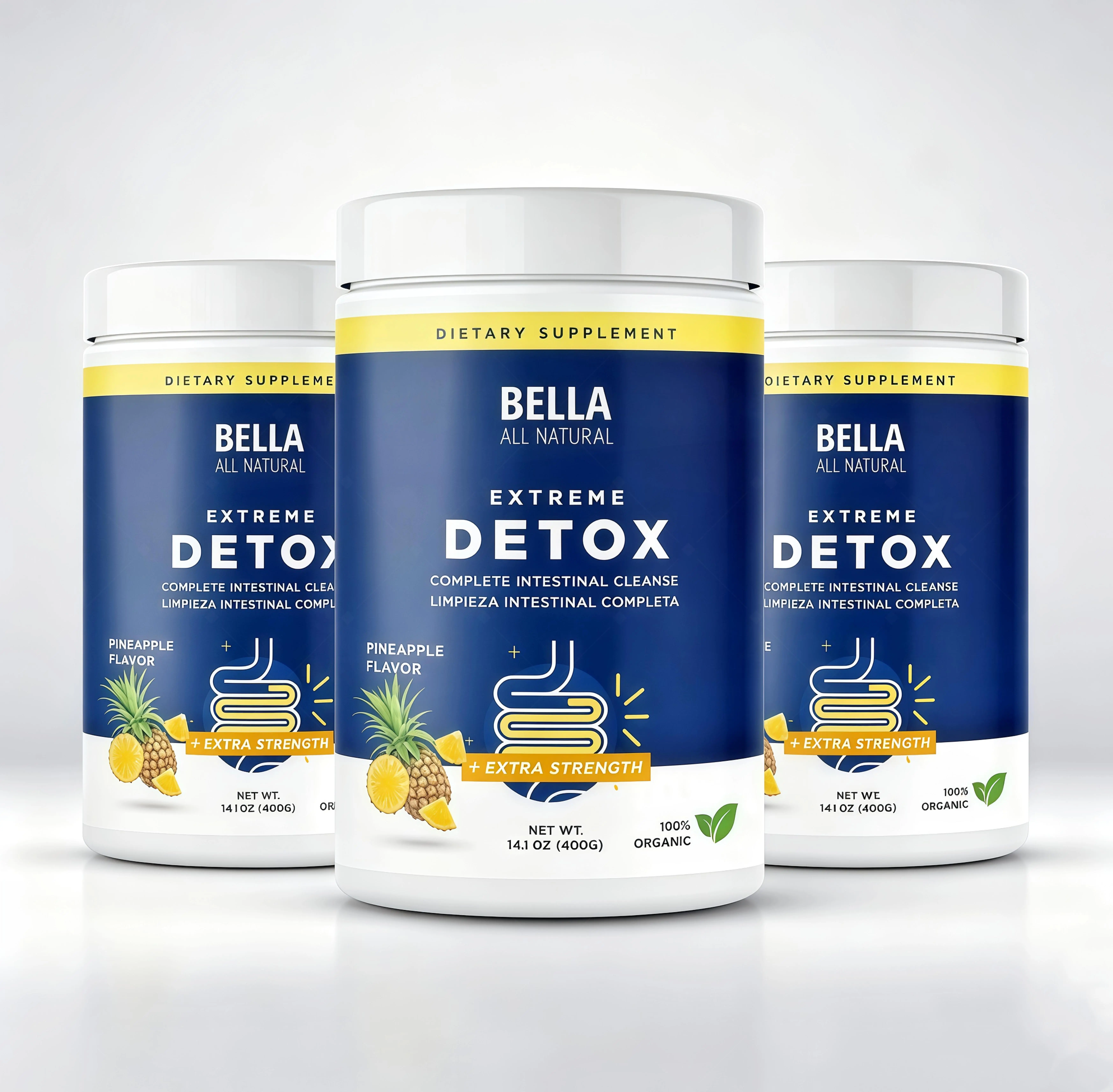 Bella All Natural Extreme Detox - Physician's Choice - Colon Cleanse 400g - Pineapple Flavor