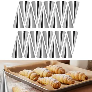 Stainless Steel Cream Horn Molds Kitchen Utensils Set, 20pcs 4.7-Inch Large Baking Cones for Roll Forming Bake Use