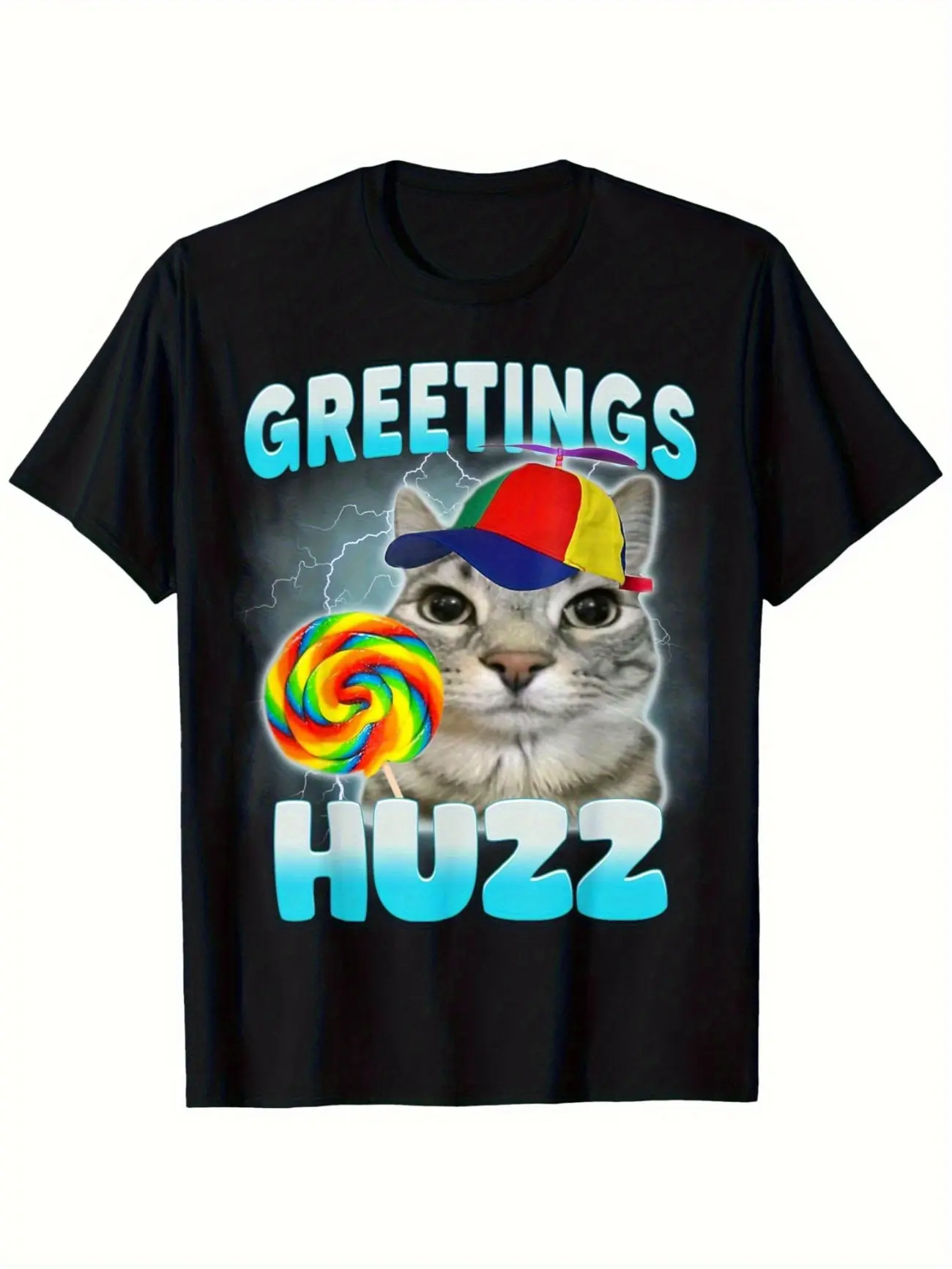 100% Cotton Where The Huzz At Funny Cat Meme Humor Sarcastic T-Shirt