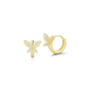 CZ Butterfly Mini Huggie Earring