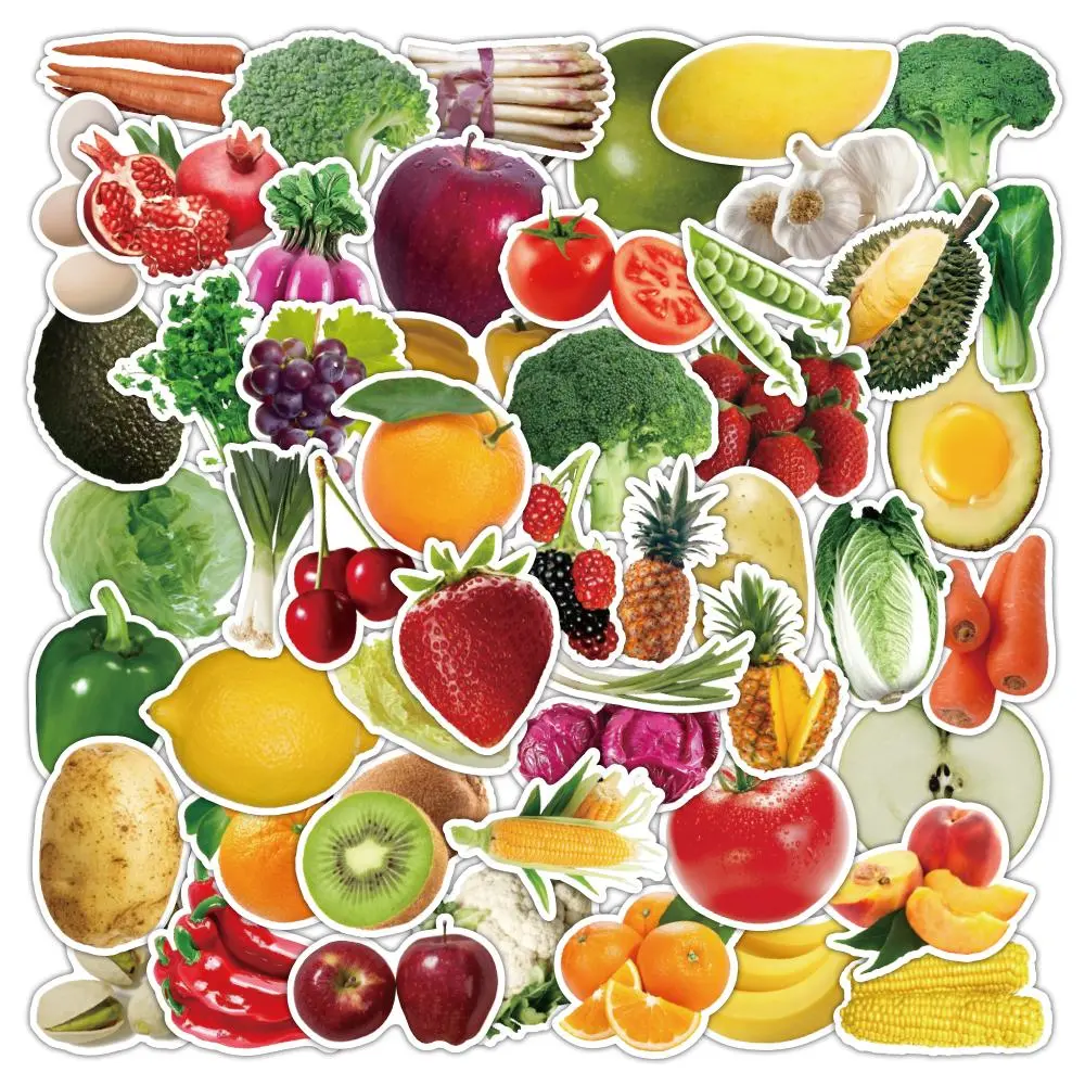 Food Series Graffiti Sticker, 52pcs/set Waterproof Self Adhesive Decor Paper, Decor Sticker for Gift Greeting Card Water Bottle Laptop Phone Sticker Sheets Decorative Stickers
