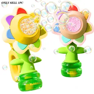 Sunflower Design Bubble Machine, Automatic Flower Bubble Maker Toy with Colorful Lights, Fun Outdoor Bubble Toy for Kids, Bubble Solution, Automatic Bubble Blower
