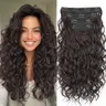 Women's Synthetic Curly Hair Clip-in Extensions, 4PCS 16in-22in Lace Weft Short Tangle-Free Curls, Invisible for Casual/Running, 22in Chocolate Brown, Suitable for All Hair Types