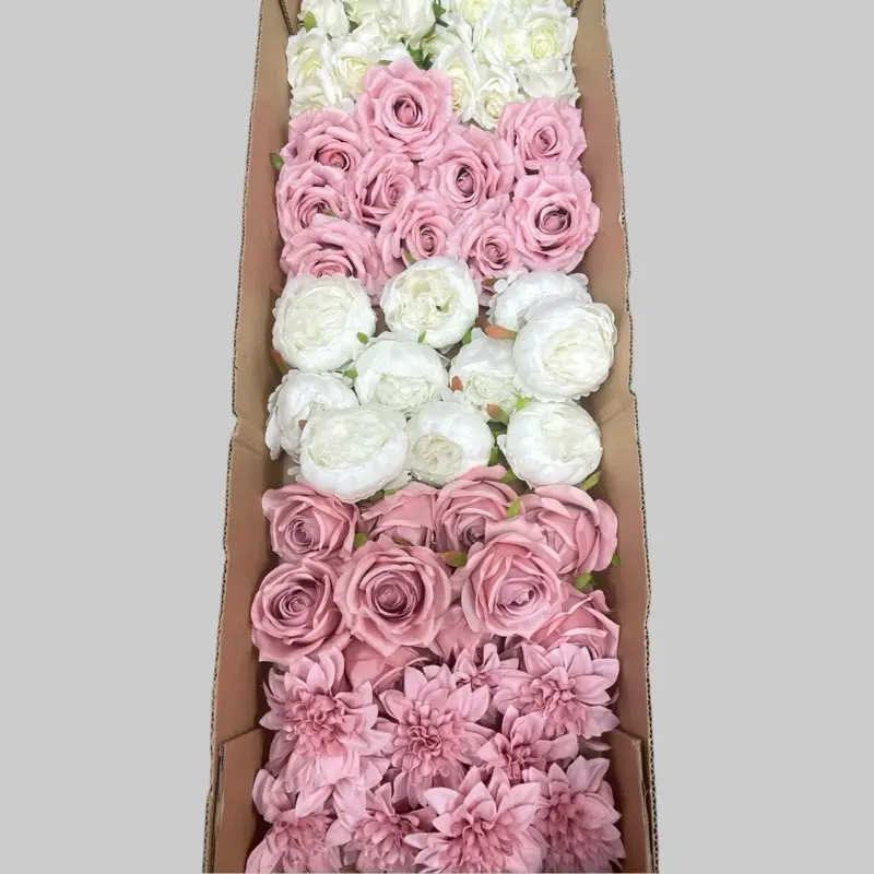60/70 PCS Mixed Artificial Flower Heads (ES2), No Stems, for DIY Wedding Bouquets, Centerpieces & Event Decor