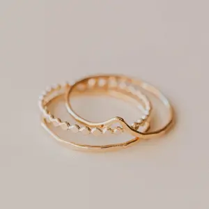 Hello Adorn Valley Trio Ring Set - Fashionable Any Occassion Ring Stack - Women's Fashion Accessory