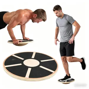 Father's Day Gift Wooden Wobble Balance Board, Non-Slip Surface Round Balance Trainer for Core Strength, Fitness, Physical Therapy & Surf Training