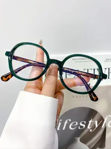 New Fashion Tr Pin Vintage Large Frame Oval Flat Mirror Glasses, Eyeglass Frames, Casual Eyeglasses, High Quality Trendy Unisex Street Style Eyewear for Daily Wear, Tortoiseshell Glasses, Stylish Trendy Eyewear