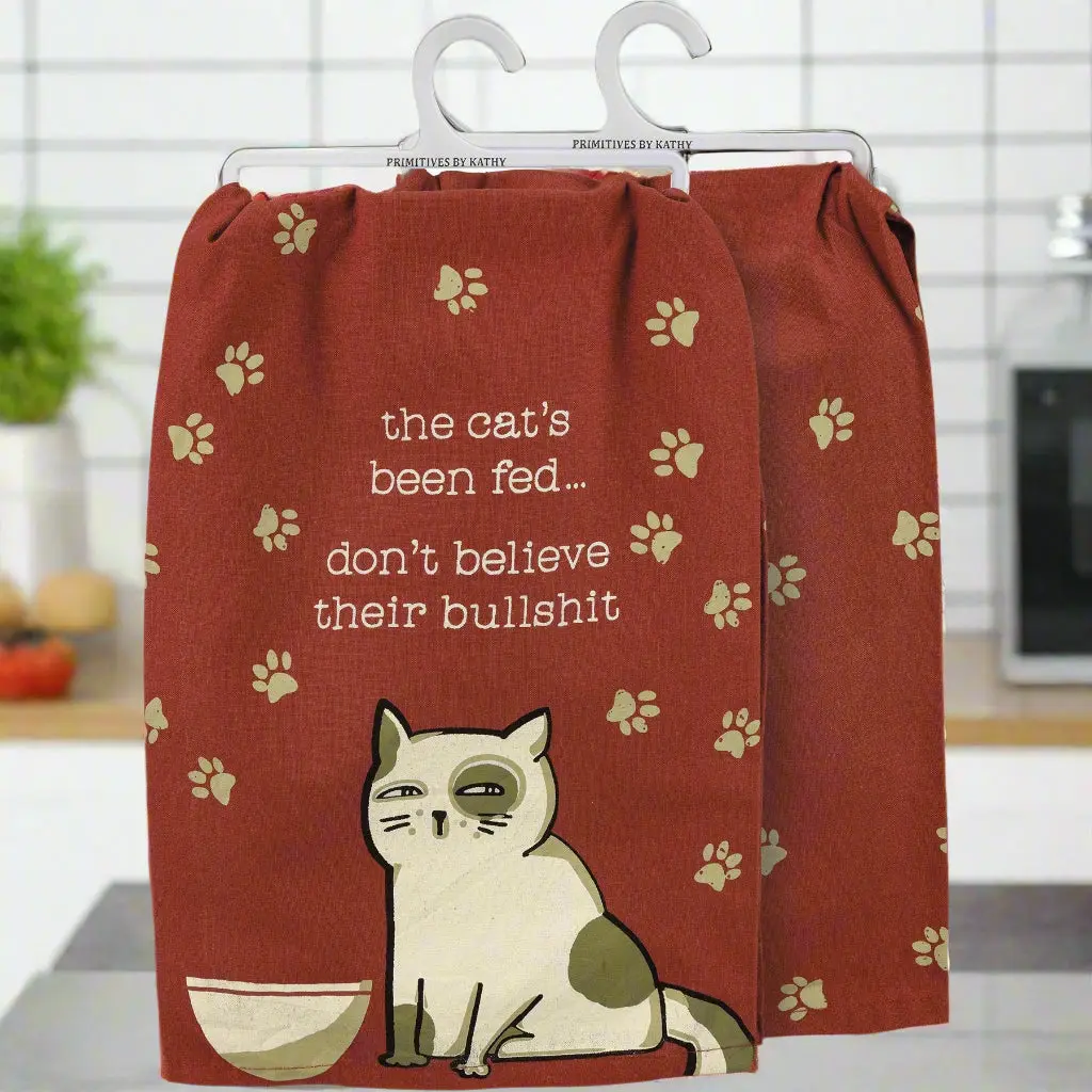 Cozy Cotton Kitchen Towel with Kitty Print - Home Care Cleaning Cloth, Ideal Gift for Cat Lovers, Natural Fiber