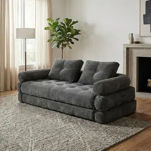 Corduroy folding sofa bed, sofa, super comfortable for deep sitting indoors, compressed design saves space, and comes with a backrest pillow, extremely practical Cozy Comfy Loveseat