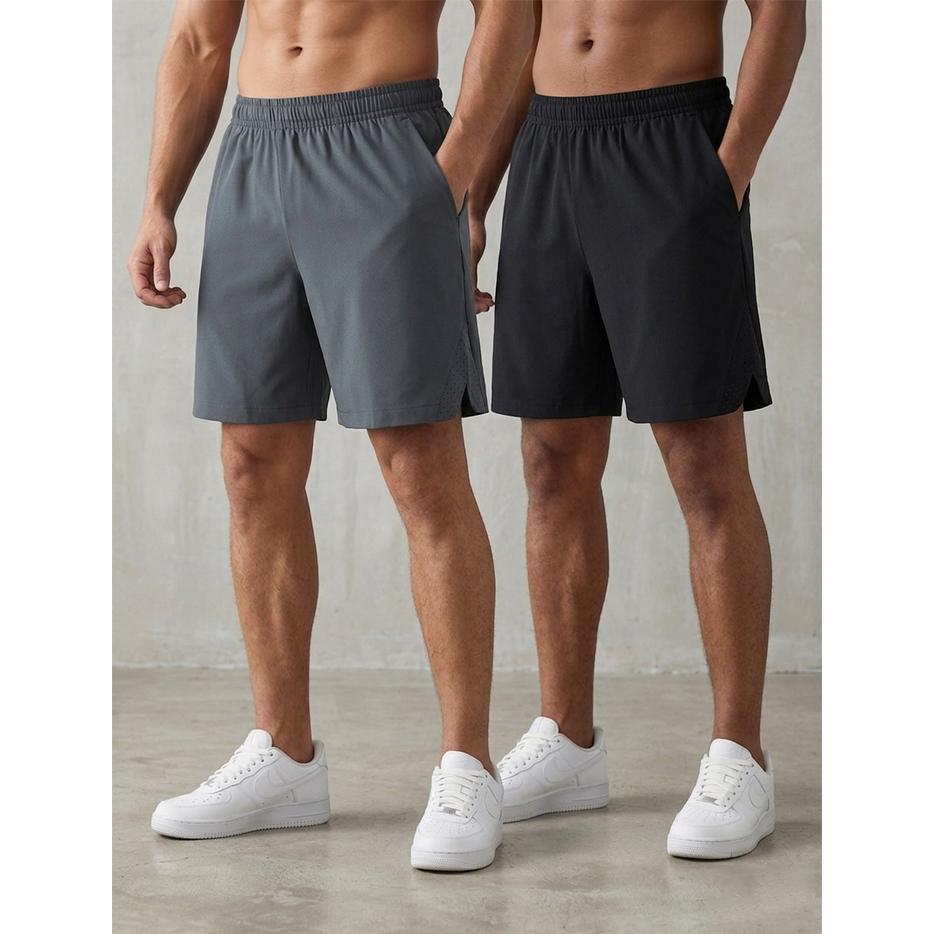 2-Pack Men’s Ice Silk Quick-Dry Sports Shorts – Summer Breathable Running & Fitness Knee-Length Shorts, Loose Fit, Plus Size Casual Training Shorts