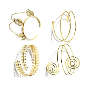 4PCS Arm Cuff Upper Arm Band Cuff Bracelet Bangle for Women Adjustable Armband Set Trendy Jewelry