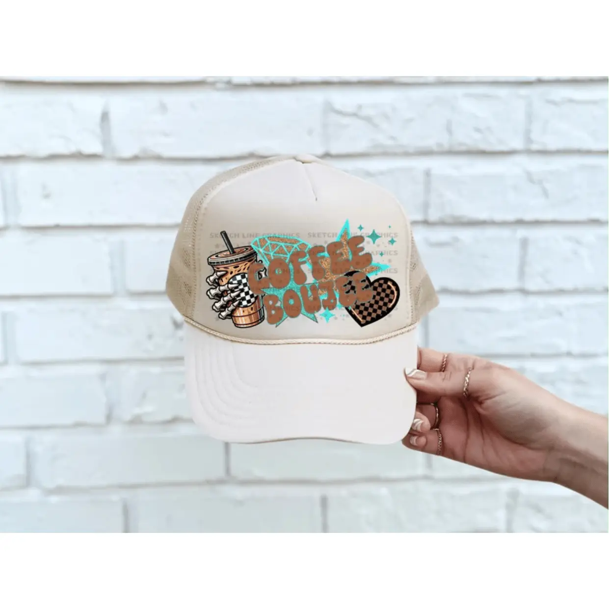 RTS COFFEE BOUJEE DTF DIRECT TO FILM transfers HAT SIZE (HAT NOT INCLUDED)  34-E