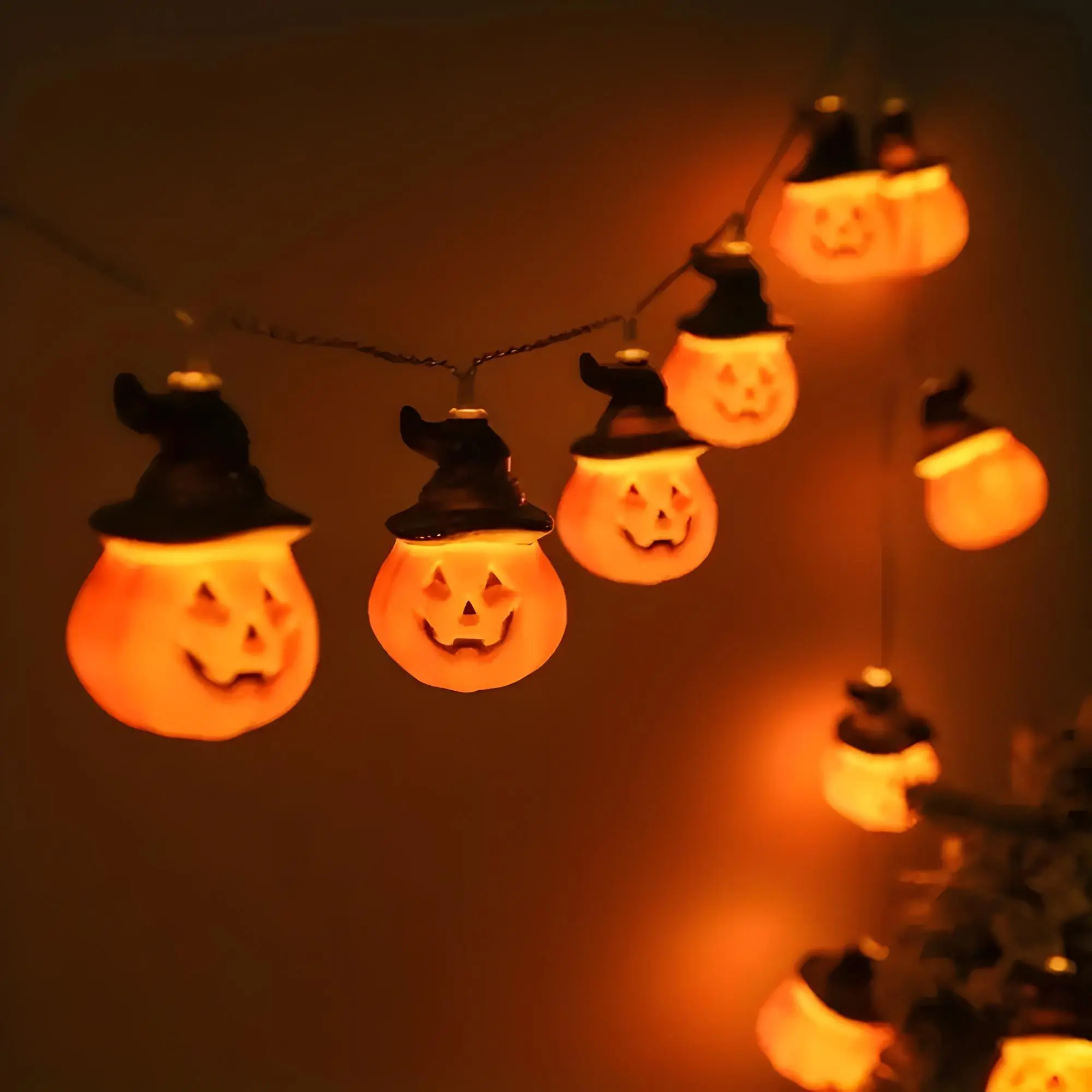 Halloween Pumpkin Design Hanging Light, Battery Powered LED String Light, Decorative Light for Home Party Garden, Ornaments, Light Decoration