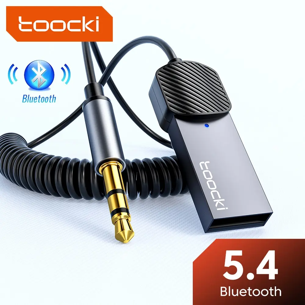 Toocki  Wireless Aux Bluetooth Adapter USB to 3.5mm Jack Car Audio Aux Dongle Bluetooth 5.4 Handsfree Kit for Cars Wireless Receiver BT Transmitter Car Connectivity Adapter Automobile Adapter
