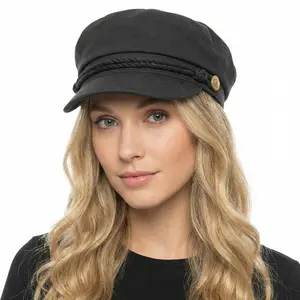 Women Cotton Fisherman Cap – Classic Greek Sailor Hat, Adjustable Newsboy Cap for Spring Coastal Chic