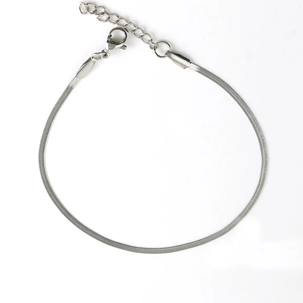 GTHIC Crafted Minimalist Lightweight Stainless Steel Flat Blade Chain Anklet - Comfortable Unisex Female Casual Everyday Foot Jewelry, Trendy Fashionable Accessories for Daily Wear, Barefoot Beach Look