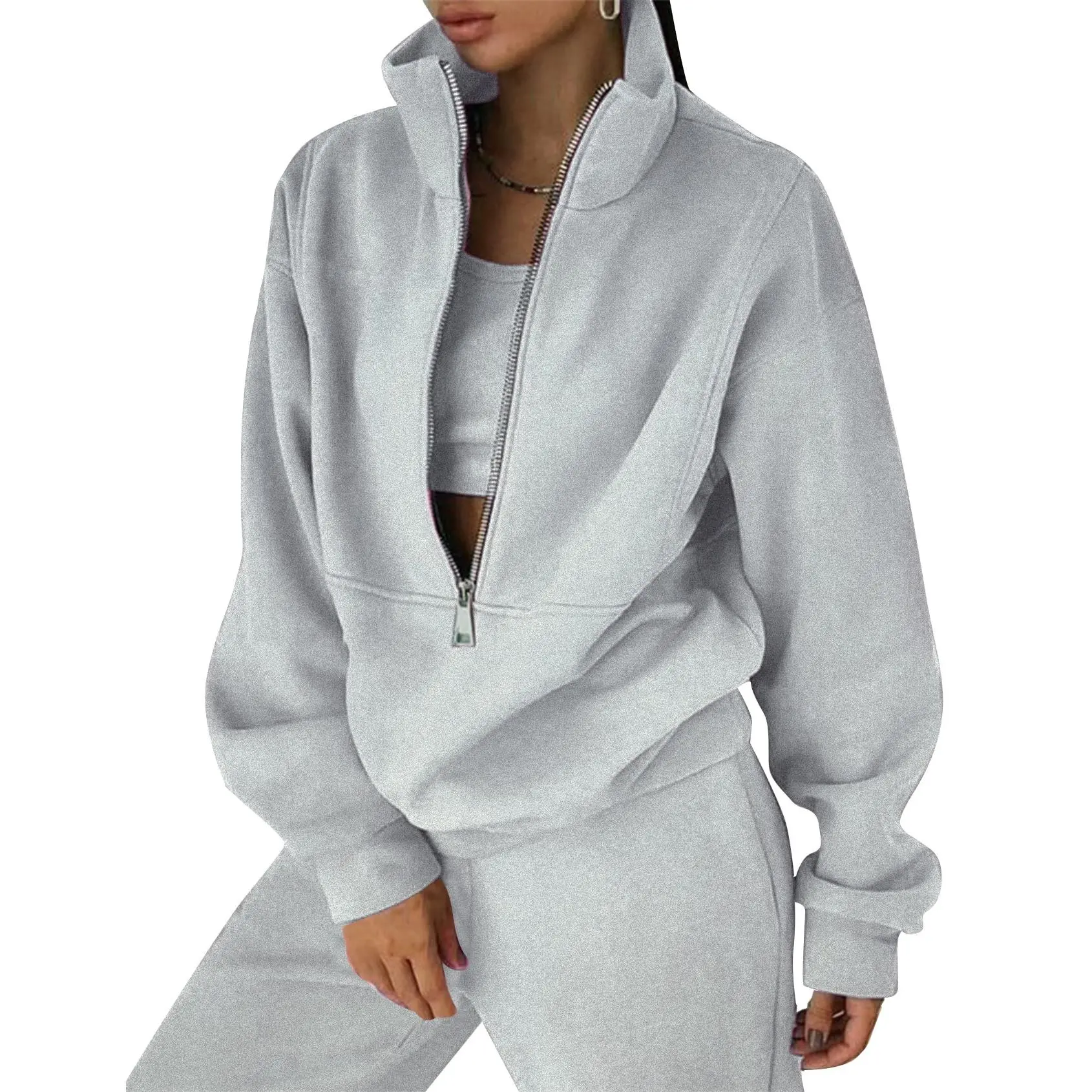 Arssm Women’s Fleece 2 Piece Sweatsuit Set – Half Zip Pullover Sweatshirt & Jogger Pants, Cozy Matching Tracksuit Outfit for Fall Winter Lounge Travel & Daily Wear