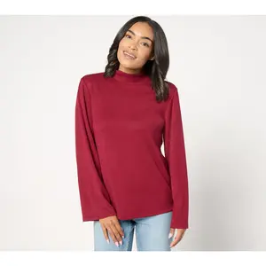 Dennis Basso Luxe Mock Neck Sweater with Bell Sleeves