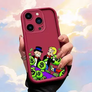 Monopoly Rich Cartoon Money Bag Phone Case for iPhone 17 Pro Max 16 E 15 14 Plus 13 12 11 Pro Max & Samsung S21S22 S23 S24 S25 S26 Ultra Plus, Funny Money Bag Dollar Sign Shockproof Protective Cover