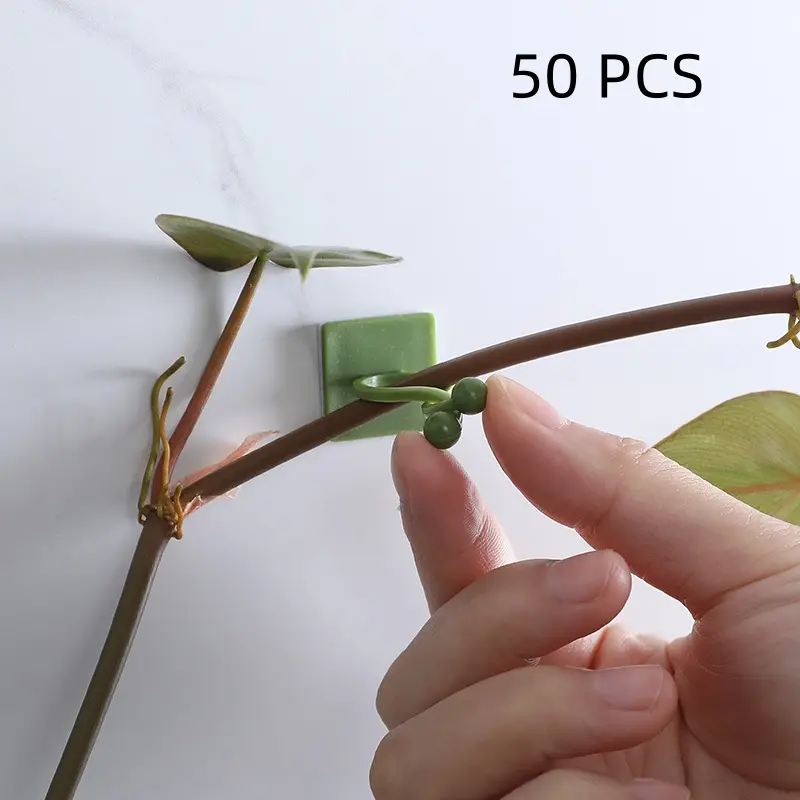 50 Pcs Self-Adhesive Plant Climbing Fixing Clips, Vine Wall Mounts, Stick-On Vines Holders, Wire Hook Organizer, Plant Stand, Garden Supplies, for Outdoor Climbing Plants, Easy Installation