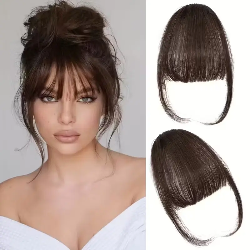 BEFUNNY  clip-in Bangs 100% Real Human Hair – Air bangs Wispy Fringe with Temples, Bangs Hair Clip, Clip In Hair Extensions Real Human Hair, Natural Hair Pieces for Women Daily Wear Bang Hair Extension Clip Real Hair Topper Soft Wavy Curly