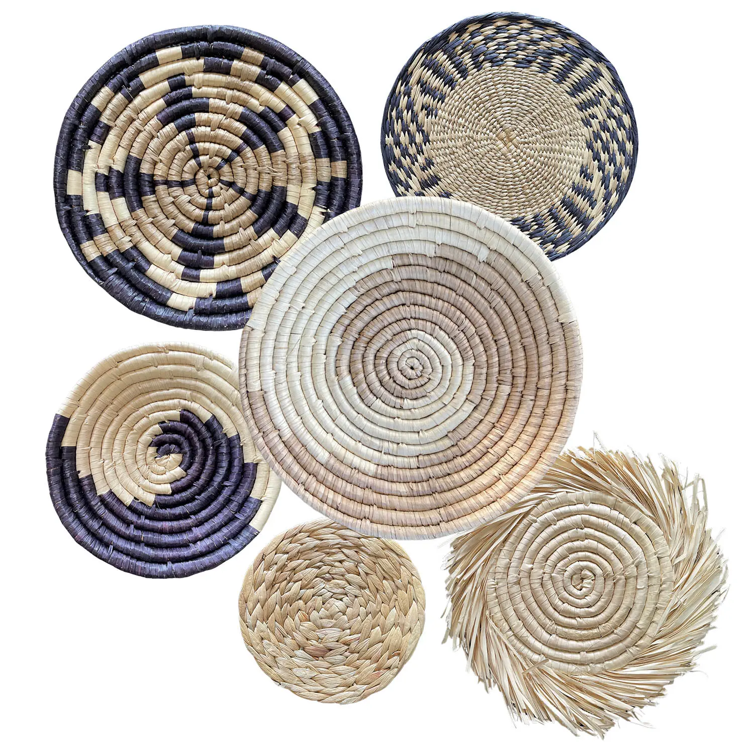 Laquedecraft Boho Round Handmade Wall Basket Decor (Bohemian, 6)