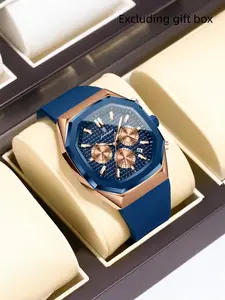 POEDAGAR casual and fashionable men's quartz watch timer date display silicone strap men's waterproof night light fashion men's watch Luminous Fashionable Watch