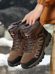 Men's Winter Outdoor Hiking Boots, Large Size Fleece Snow Shoes, Warm Snow Boots, Winter Camping Shoes, Cold Weather Footwear, Trekking Camping Shoes