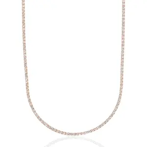 Micro Tennis Necklace in Rose Gold - 14k Rose Gold Plated with CZ Stones - Lifetime Guarantee, Perfect Gift