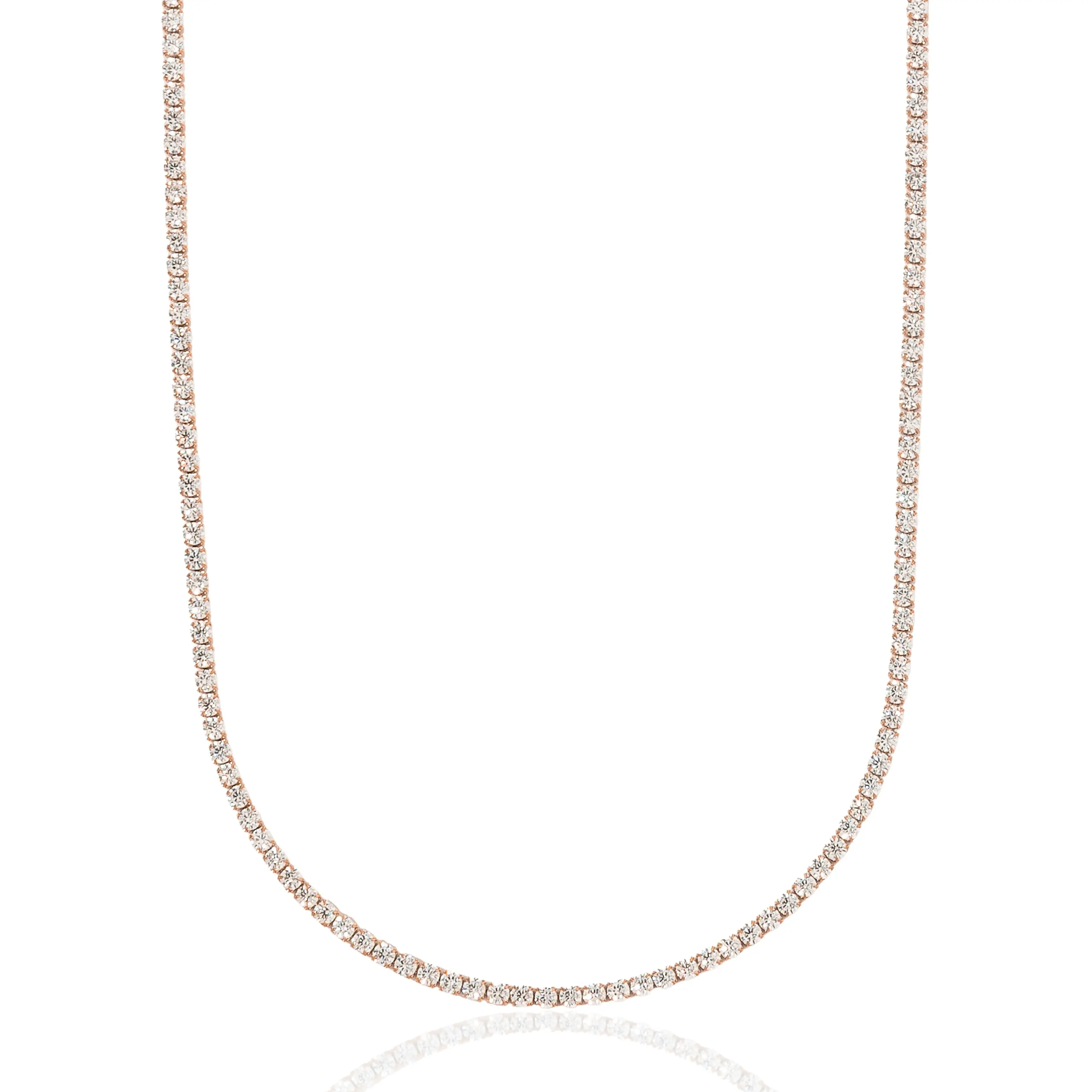 GLD Micro Tennis Necklace in Rose Gold - 14k Rose Gold Plated with CZ Stones - Lifetime Guarantee, Perfect Gift