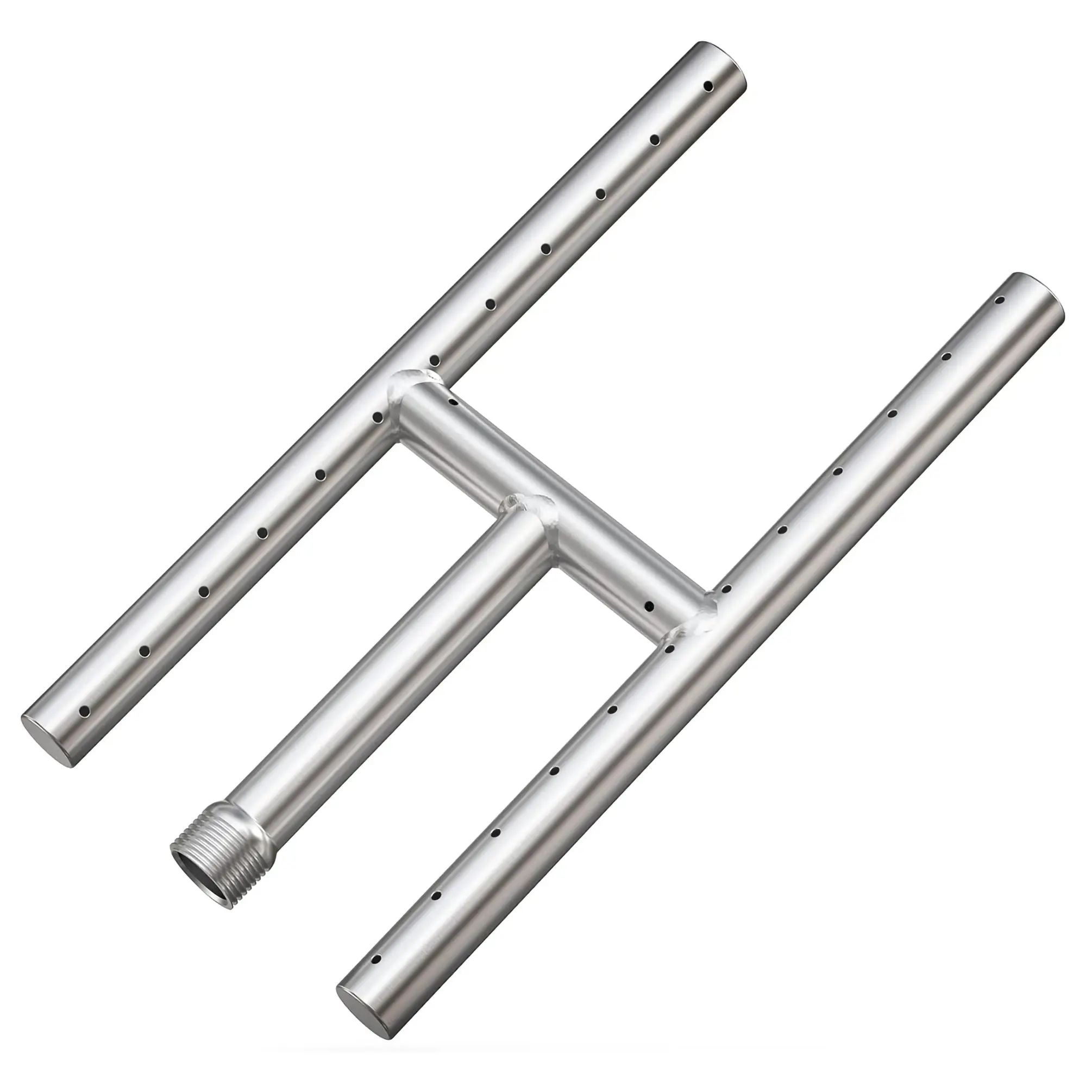 FixtureDisplays® 12" x 6" Stainless Steel Fireplace H-Burner, 1/2" Inlet for Natural Gas & Propane Fire Pit and Fireplace, BTU Max 30,000 21904-12X6"-NF