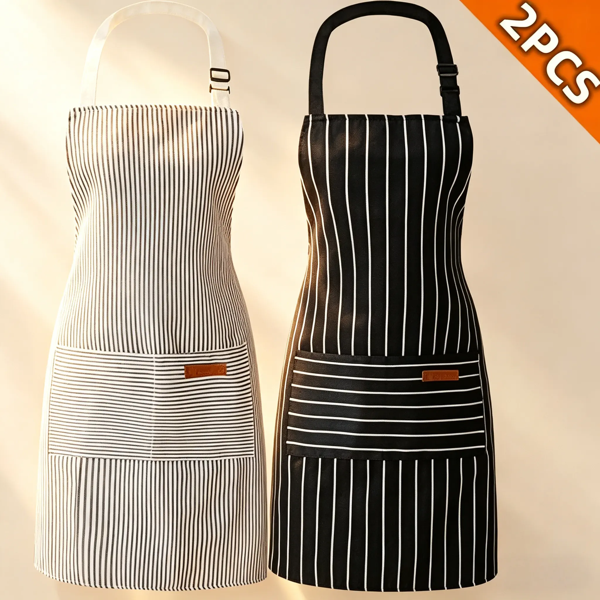 Polyester Abrasive Resistant 2-PC Adjustable Kitchen Chef Aprons for Women & Men with Pockets, Waterproof Dirt-Resistant Durable Half Cross-Back (Multicolor, Green, Spanish Cute Novelty Style), Abrasive Resistant Aprons