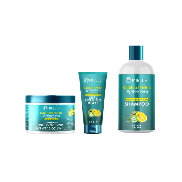 Kalahari Hydrating Wash Day Bundle with deep conditioner, curl glaze, and deep hydration shampoo