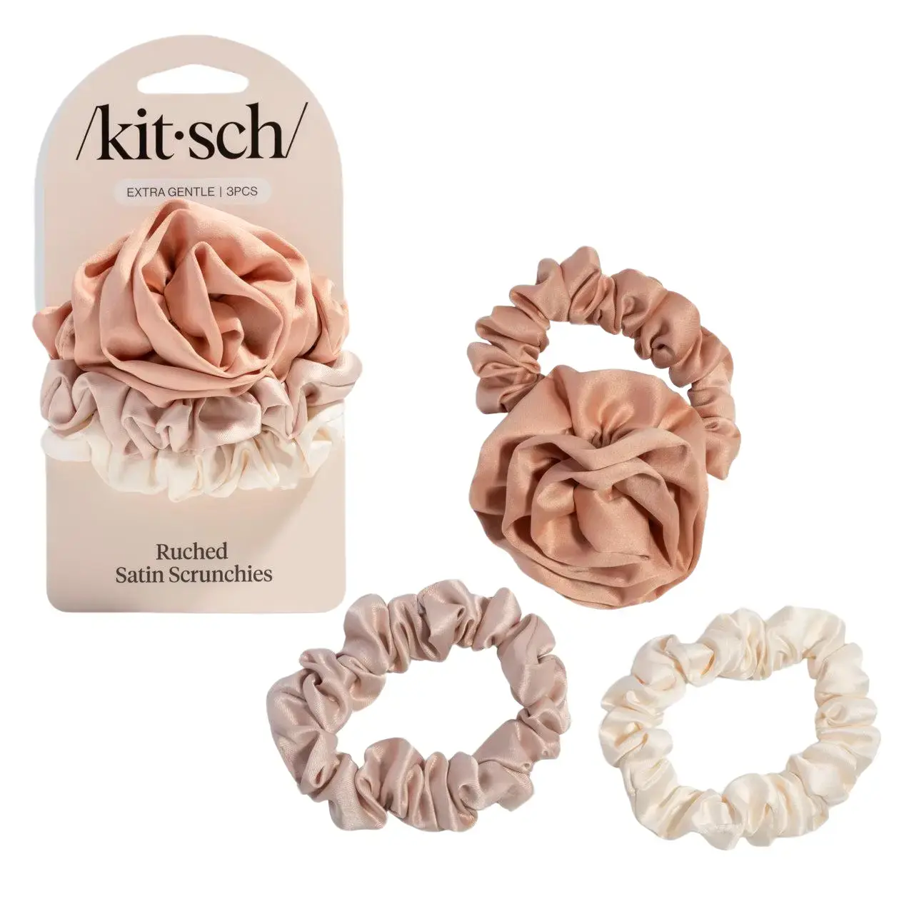 Terracotta Rosette Ruched Satin Scrunchies