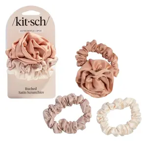 Terracotta Rosette Ruched Satin Scrunchies