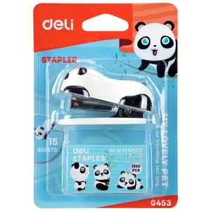 Cute Panda-Themed Mini Stapler Set with 100 No. 10 Staples - Manual, Portable Paper Binding Tool in White & Black, Ideal for School and Office Use, Cute Stapler