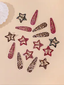 Leopard Pattern Star Shaped Hair Clips, Super Cute Clips, Cute Hair Accessories for Women & Girls, Y2k Style Hair Clips for Daily Wear, Hair Pin Set