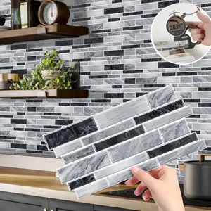 Self-Adhesive Faux Marble Wall Decals, Waterproof & Easy to Clean, Heat-Resistant Marble Backsplash Wallpaper for Kitchens Bathrooms Living Rooms Dining Rooms