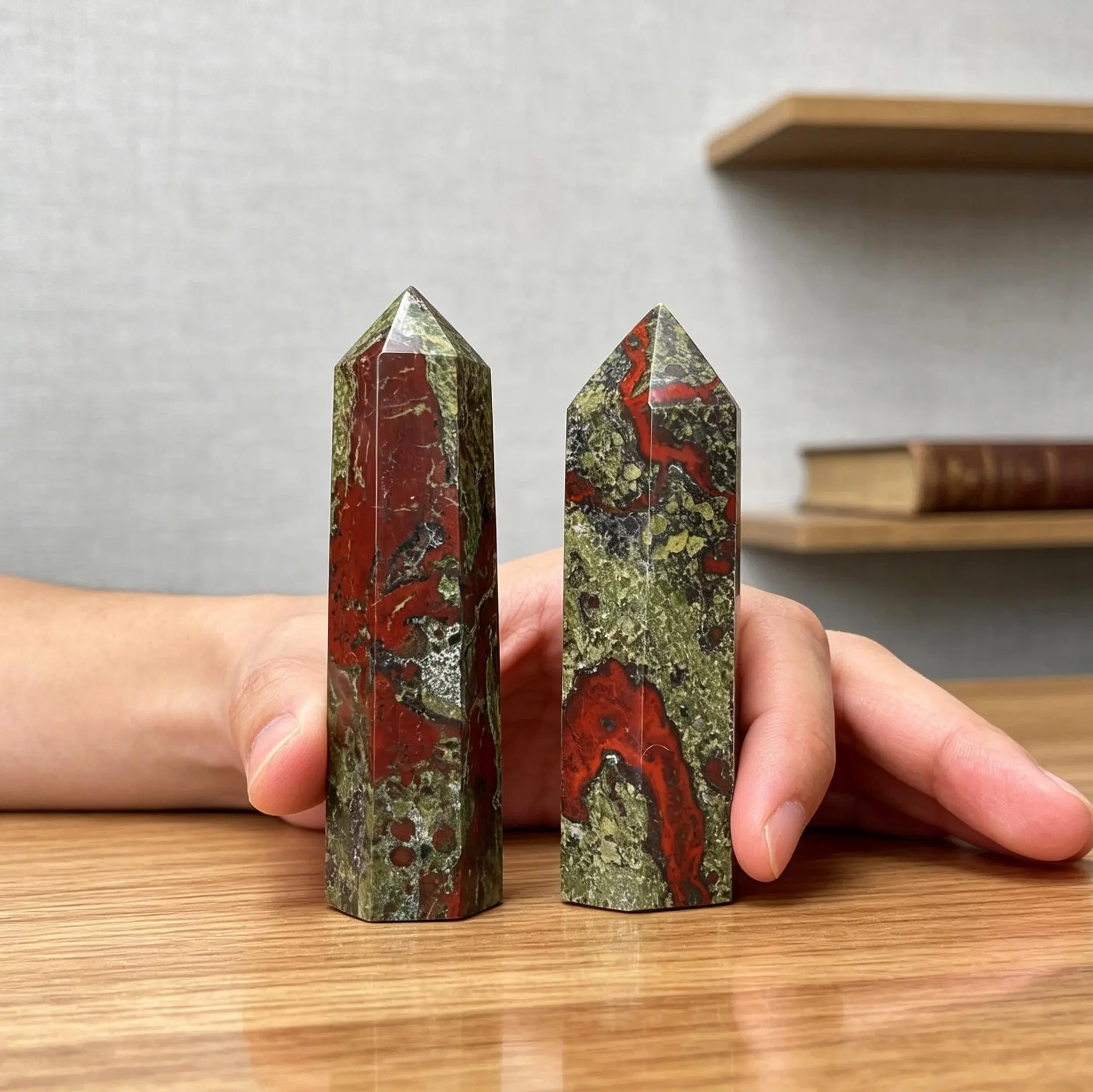 Natural Dragon's Blood Stone Obelisk - Natural Crystal Home Ornament with Bohemian Look, Geological Mineral Specimen, DIY Jewelry Accessory, Gift Ideas for Crystal Collectors, Obelisk Shape