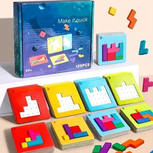 Natural Wood Brain Game for Kids Aged 3+, Educational Gift Toy, Stem Montessori Puzzle, Spatial Awareness & Problem Solving, Color Coded Challenge, Shape Recognition Puzzles