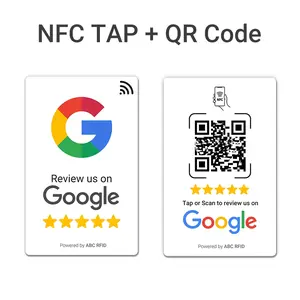 Review Business Round Plate for Google, | NFC Tap & Dynamic QR Code | Easy Setup with Review Link Management | No APP Required | Review Us On Google | Review Sign NFC Comment Card Holder for Restaurants,  NFC Rating Card Stand, Flexible Design
