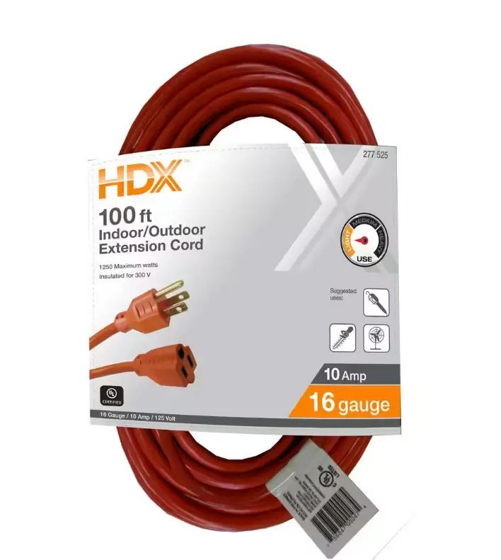 100 ft. 16/3 Light Duty Indoor-Outdoor Extension Cord, Orange